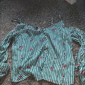 Off shoulder long sleeve blouse